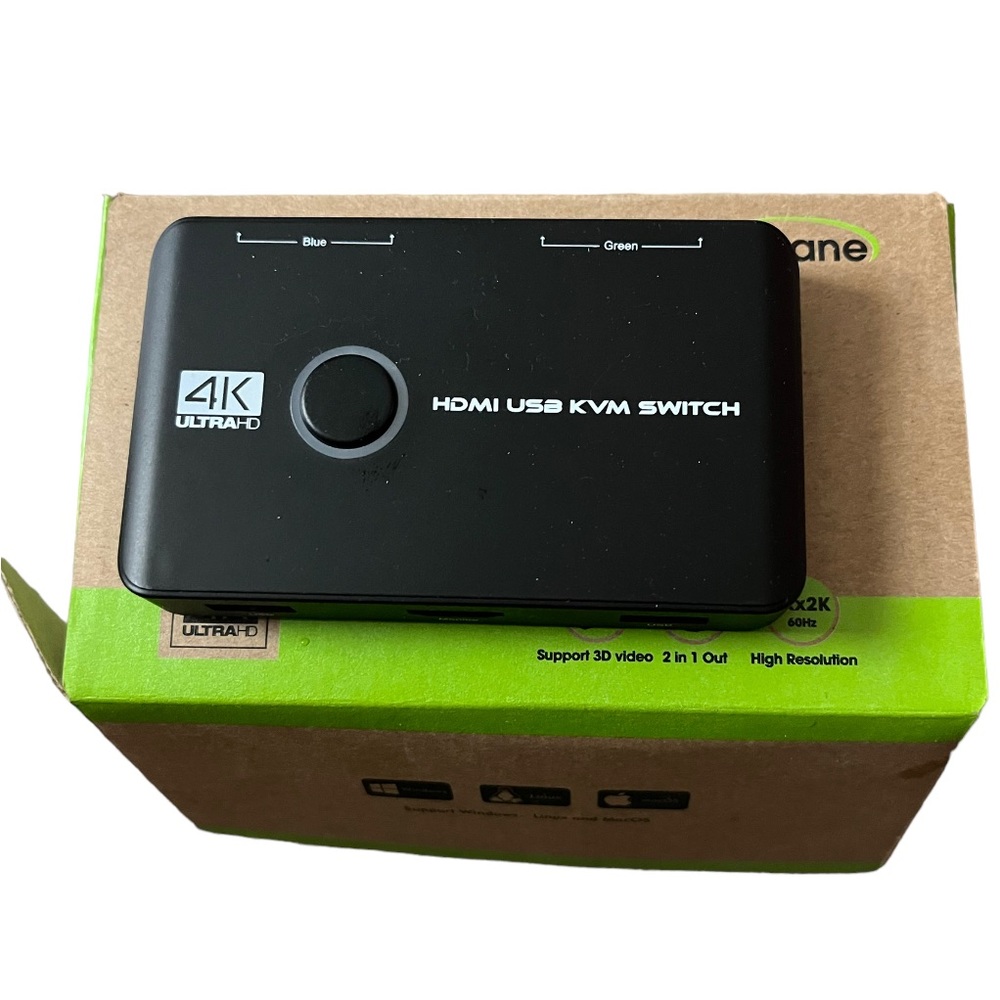 4K KVM Switch HDMI 2 Port Box, USB HDMI Switches for 2 Computers Share Keyboard